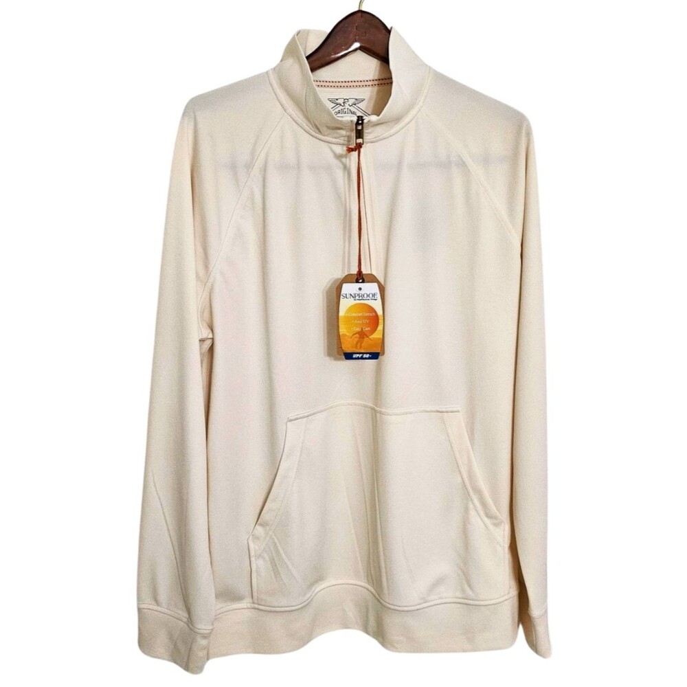 WeatherProof Men Long Sleeve Sweater XL ¼ Zip Antique White Color 100% Polyester